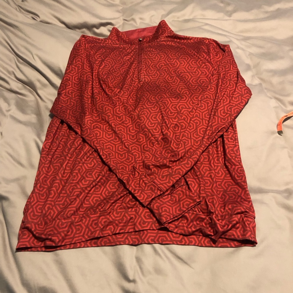 Tailorbyrd Red Geometric Quarter-Zip Pullover